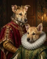 Two puppies portrait in Royal style